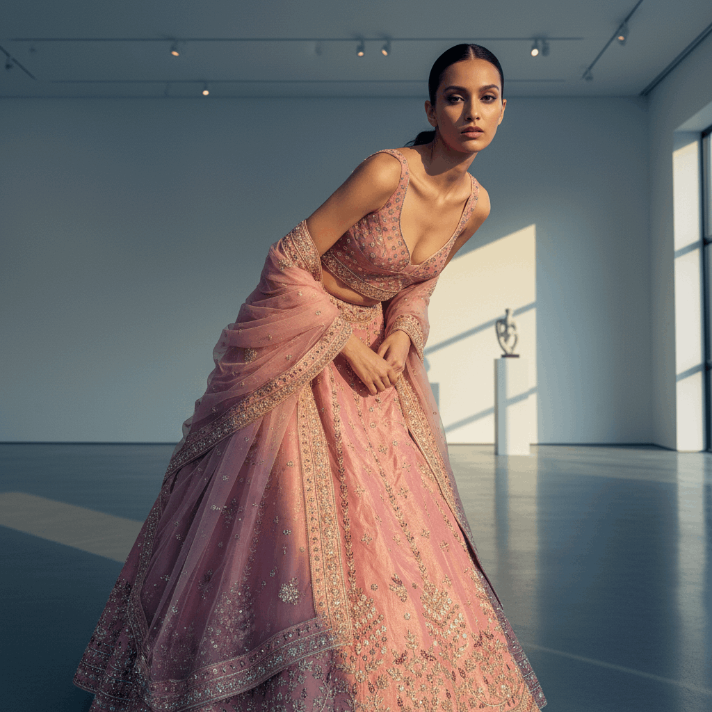 Amrapali - Tissue Silk Zardosi Handwork Royal Look Designer Lehenga