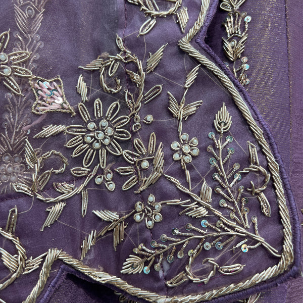 Amrapali - Tissue Silk Zardosi Handwork Lavender Royal Look Designer Lehenga