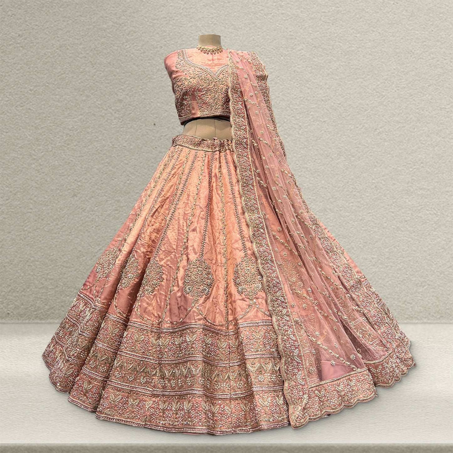 Amrapali - Tissue Silk Zardosi Handwork Minimal Concept Lehenga