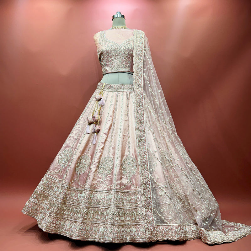 Amrapali - Tissue Silk Zardosi Handwork Minimal Concept Lehenga
