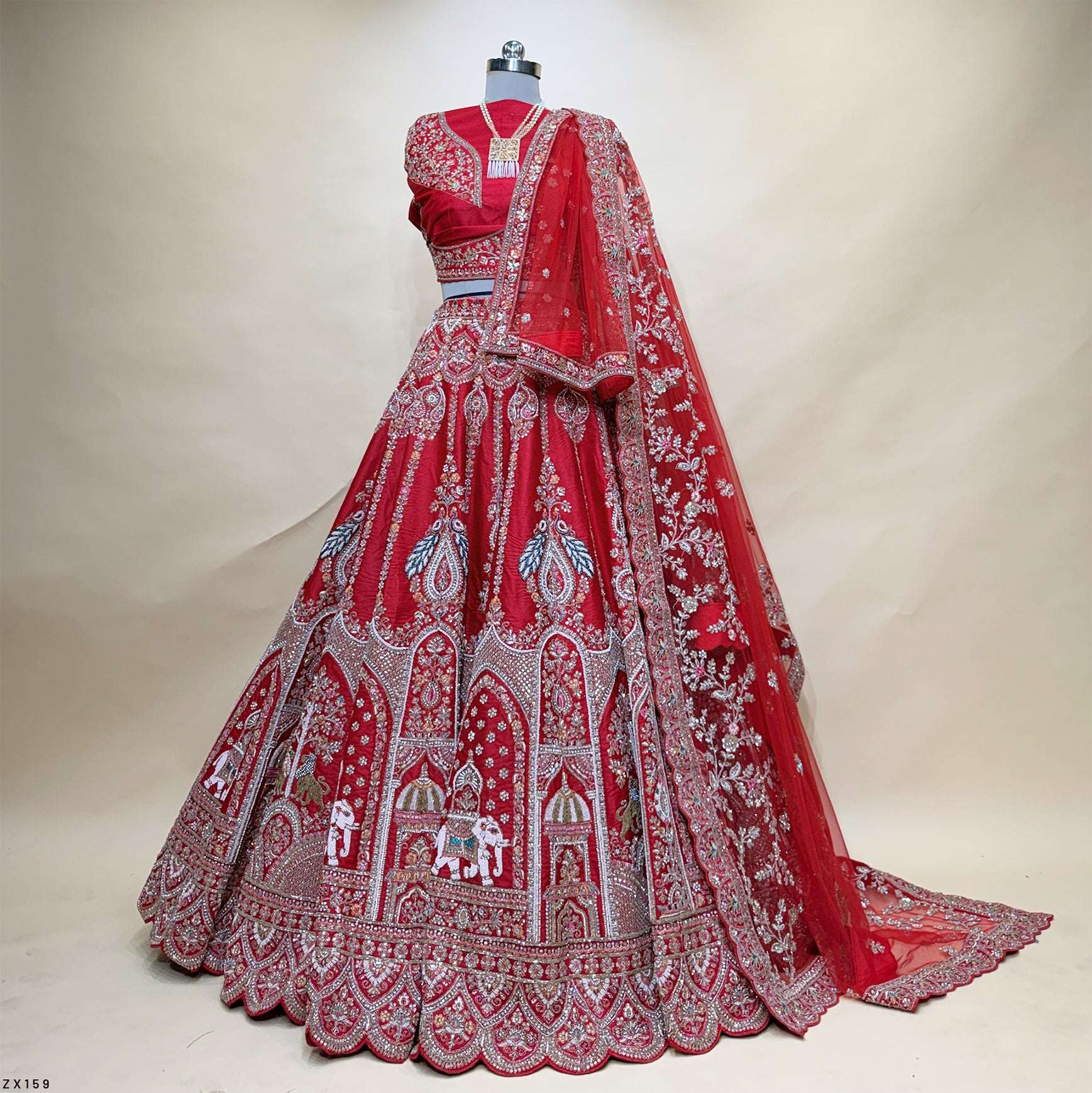 Royal Red Zardosi Designer Bridal Lehenga – Wedding | JMS Studio