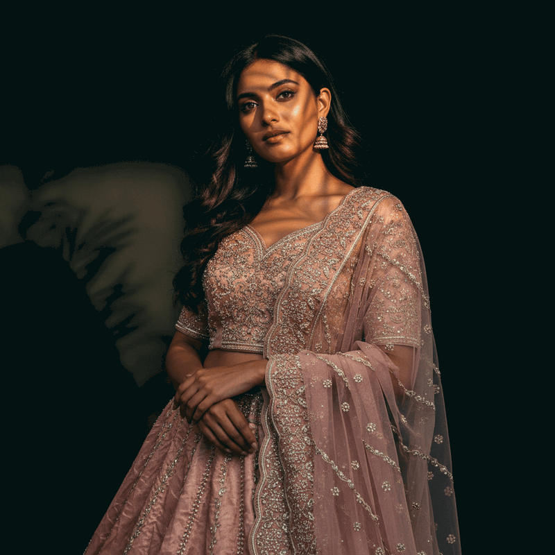 Amrapali - Tissue Silk Zardosi Handwork Minimal Concept Lehenga