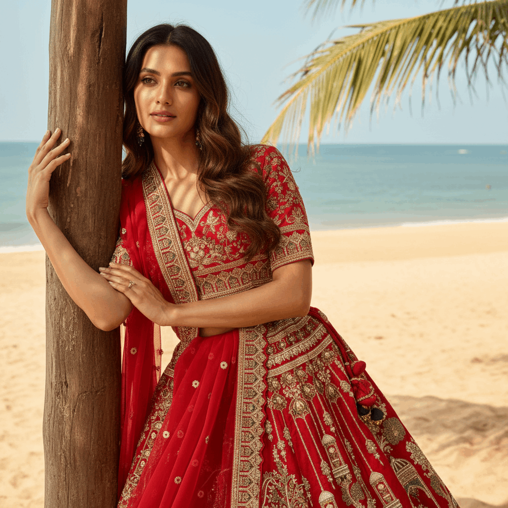 Amrapali - Doli Baraat Handwork Raw Silk Royal Red Bridal Lehenga