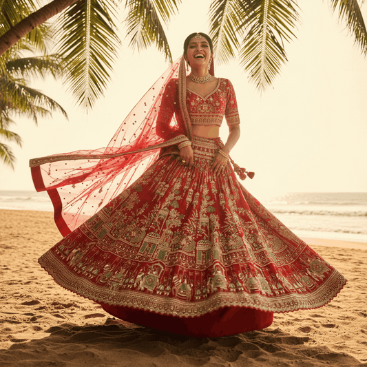 Amrapali - Doli Baraat Handwork Raw Silk Royal Red Bridal Lehenga