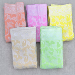 Cotton sarees with silver leaf jaal weave in five pastel colours