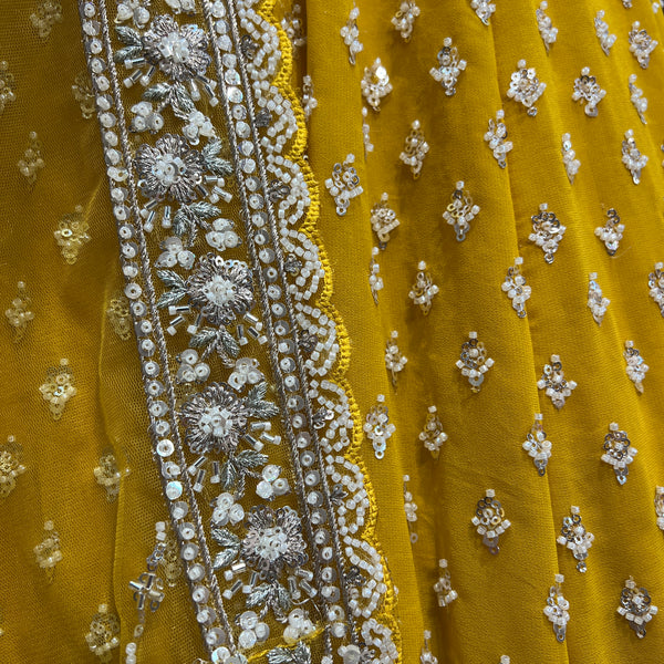 Jazzagals - Intricate Handwork Flared Stunning Yellow Georgette Lehenga