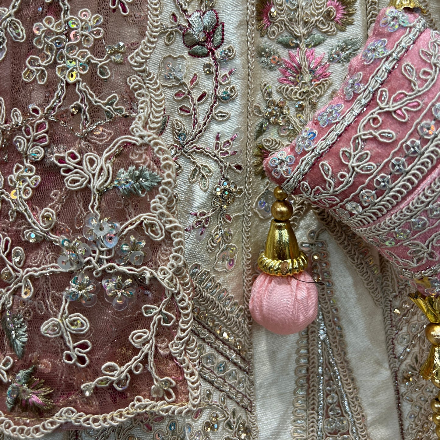 Rosé - Double Dupatta Raw Silk Off White Bridal Lehenga