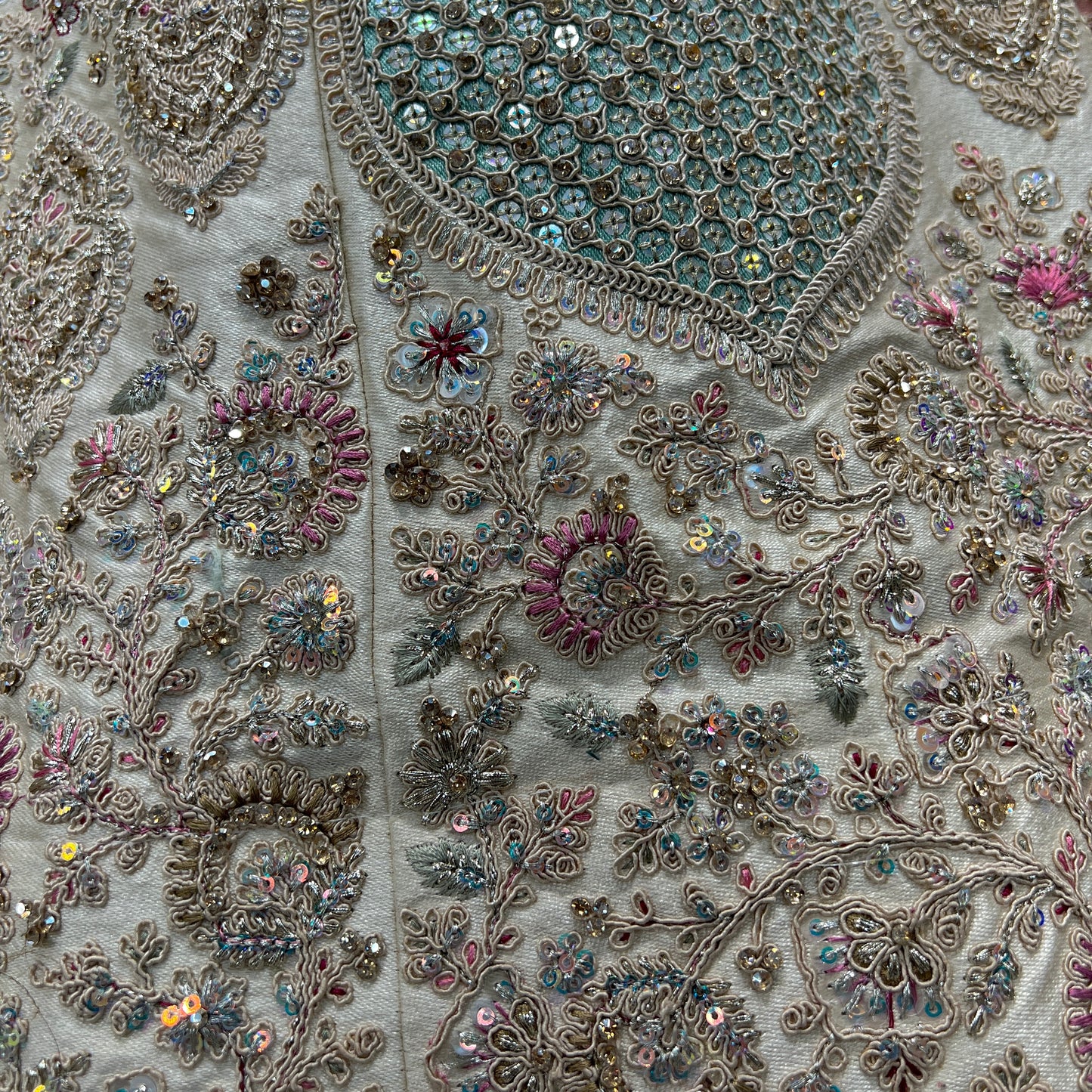 Rosé - Double Dupatta Raw Silk Off White Bridal Lehenga