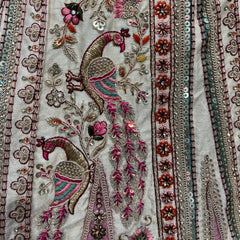 Rosé - Wedding Trousseau in Pastel Hues Off White Multi Work Lehenga
