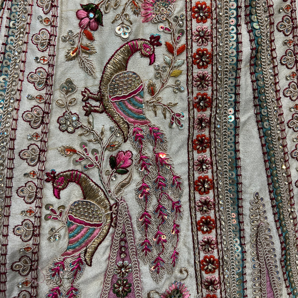 Rosé - Wedding Trousseau in Pastel Hues Off White Multi Work Lehenga