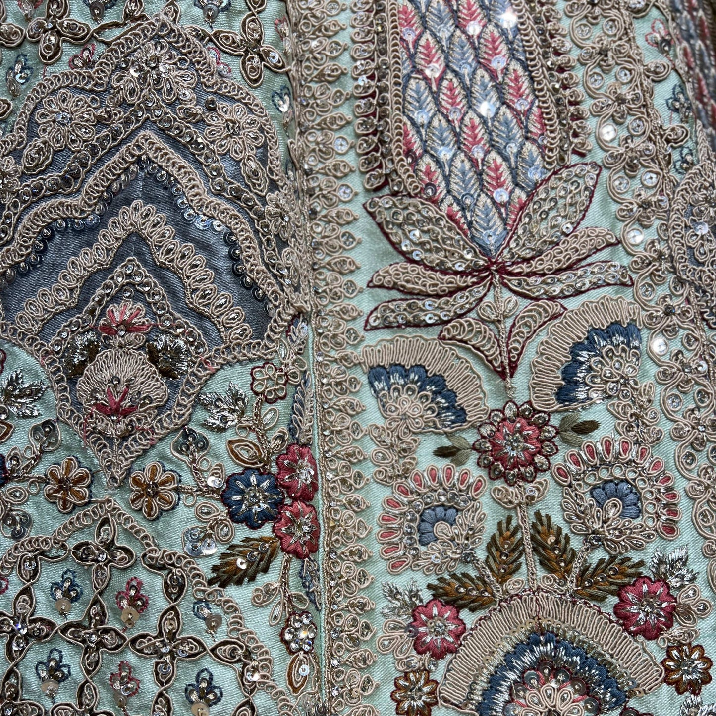 Rosé - Embroidered Raw Silk Sage Green Bridal Wear with Double Dupatta