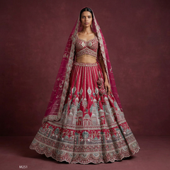 Rajgharana - Double Dupatta Rani Pink Handwork Wedding Lehenga