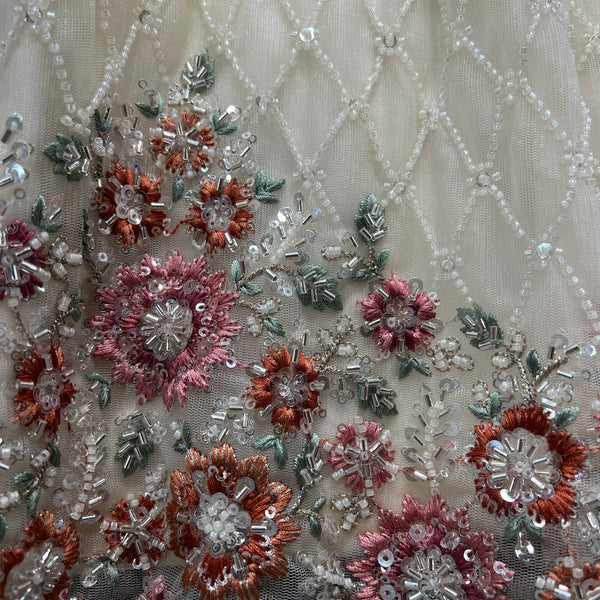 Jazzagals - Pearl Cutdana Handwork White Lehenga w/h Heavy Dupatta