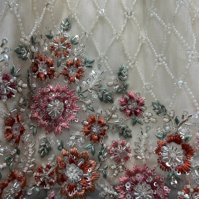 Jazzagals - Pearl Cutdana Handwork White Lehenga w/h Heavy Dupatta