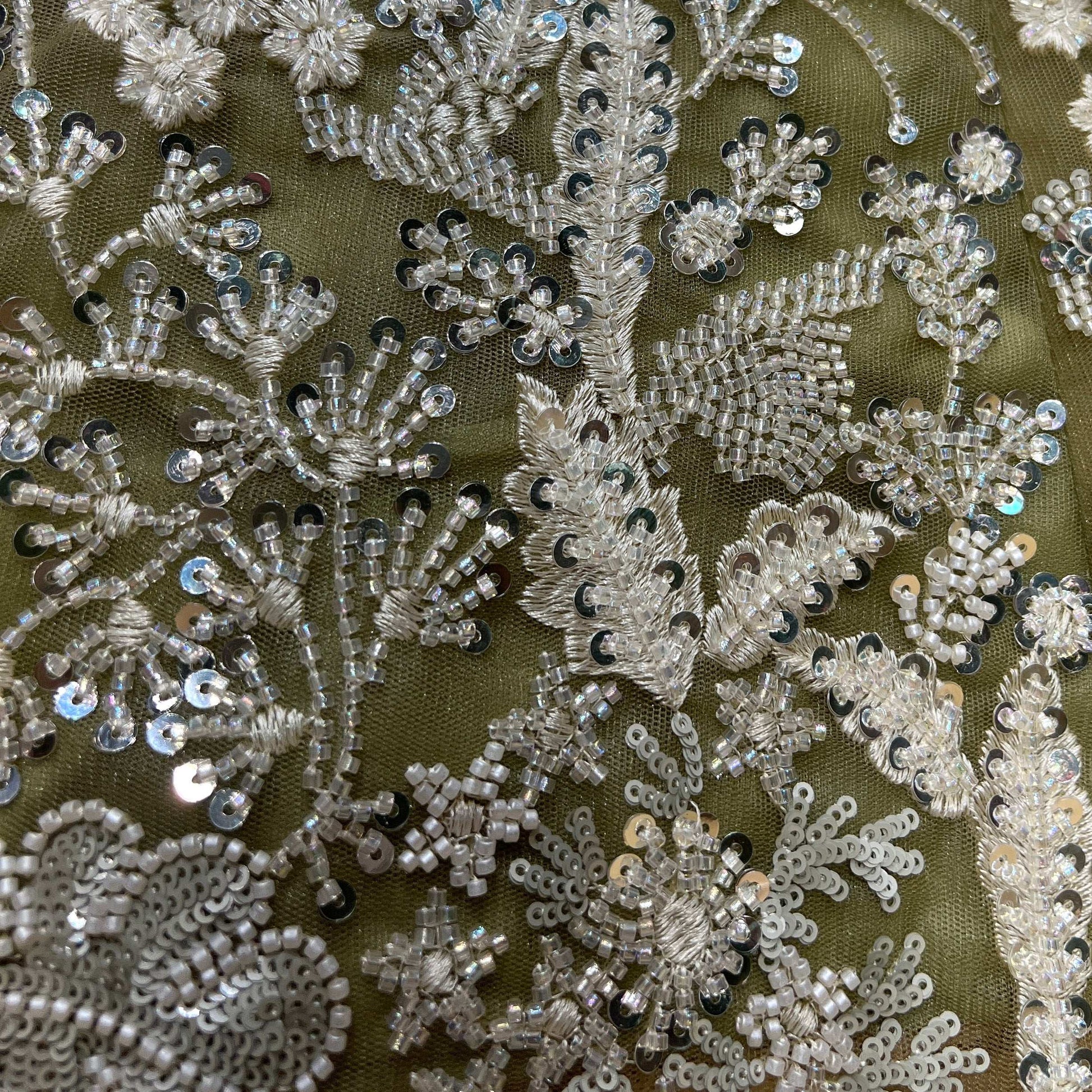 Jazzagals - Delicate Pearl Cutdana Handwork Couture Lehenga Sage Green