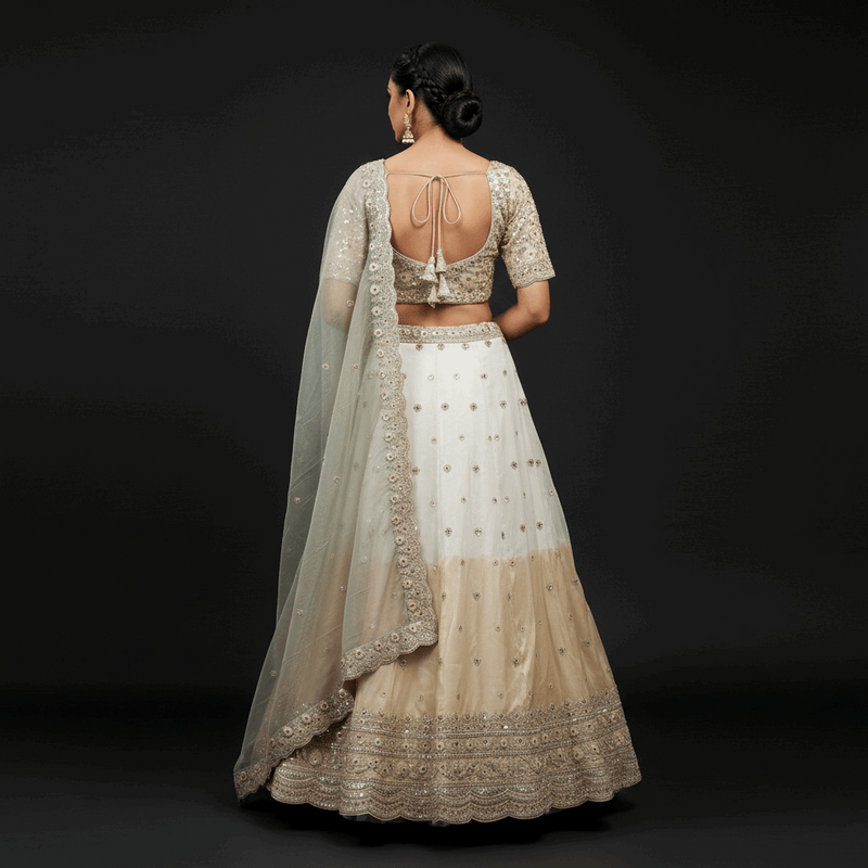 Damsel - Pure Viscose Silk Minimal Pattern Designer Lehenga