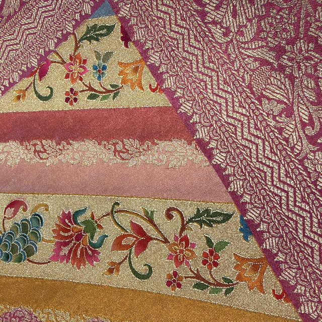 Multicolour position print saree in pure viscose, close-up of the print