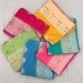Organza sarees with meenakari floral border in six colours