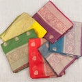 Organza sarees with meenakari star jaal border in six colours