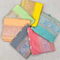 Organza sarees with zari buti and temple border in six pastel colours