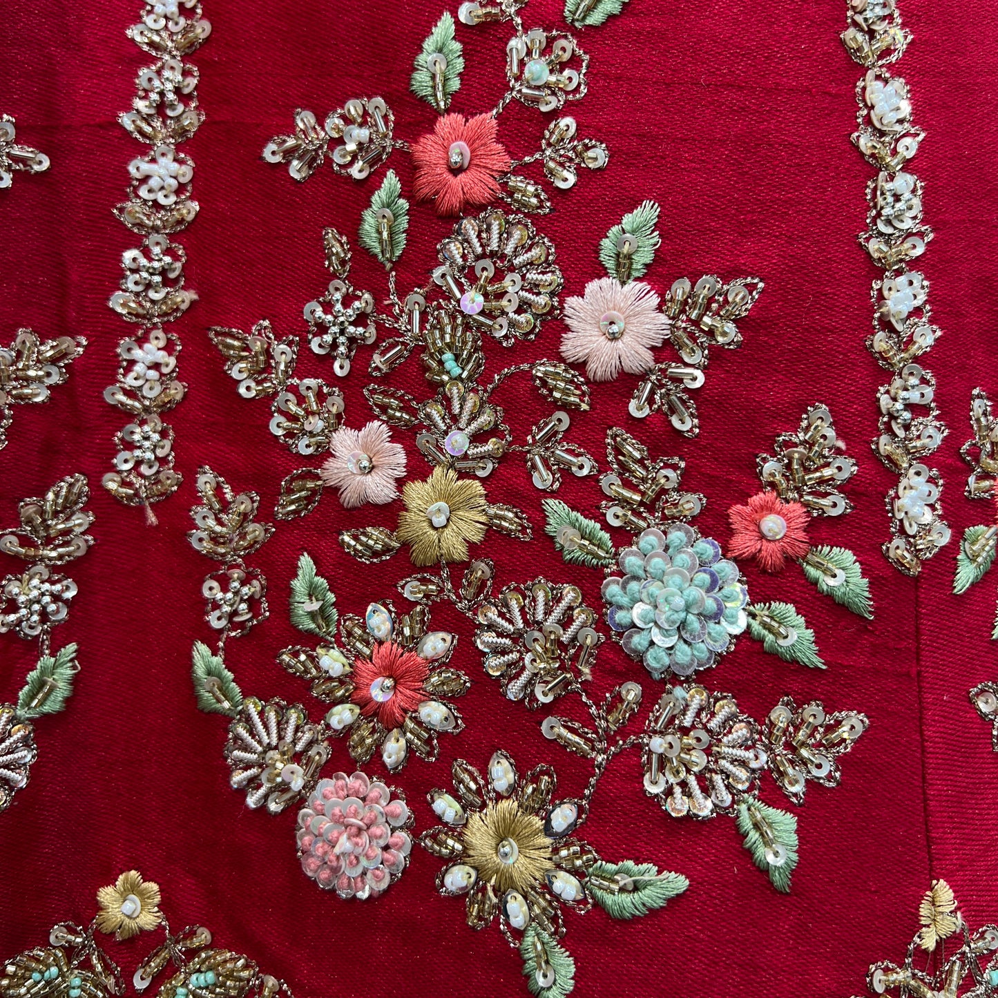 Dulhan in Handwork Lehenga : Raw Silk Royal Red Bridal Lehenga