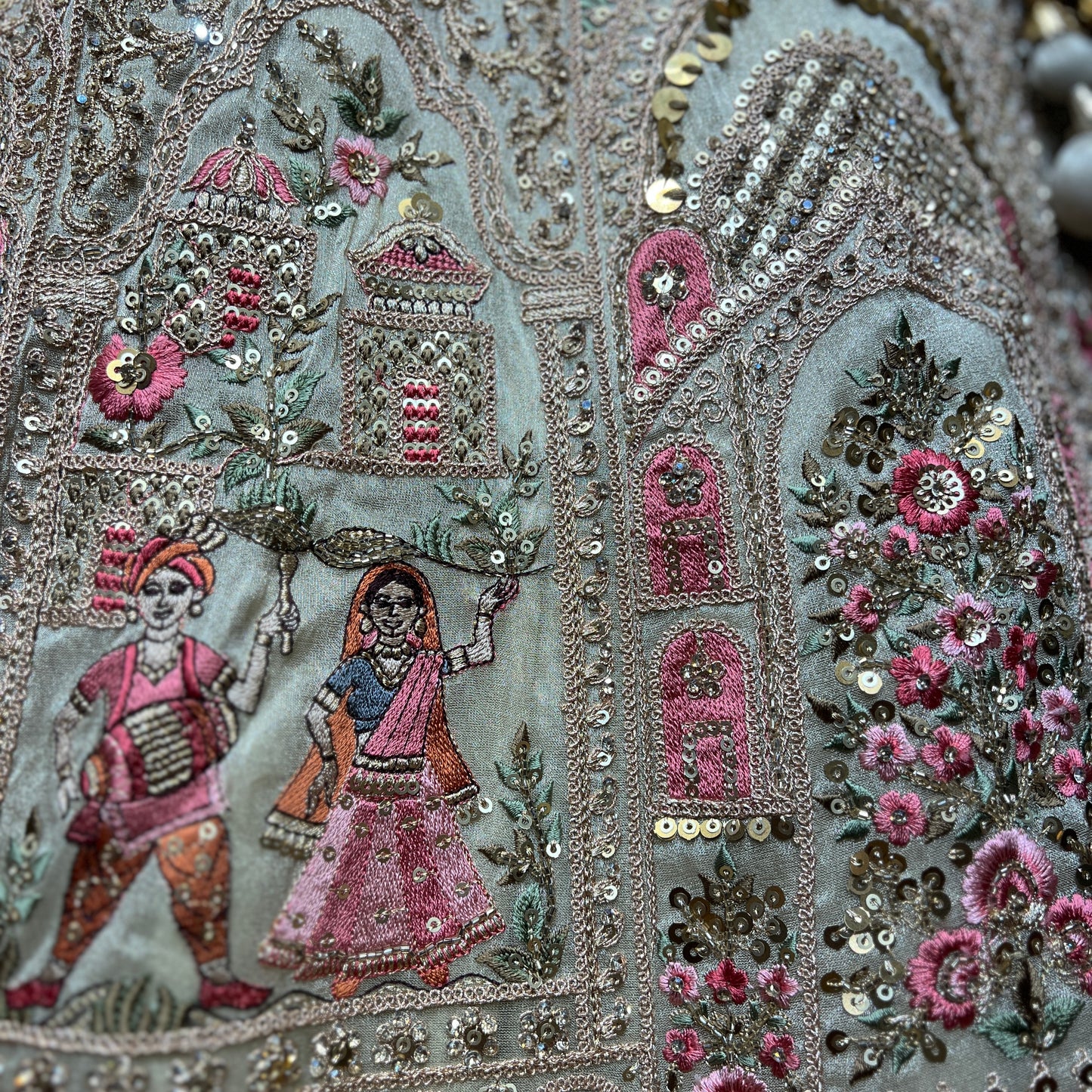 Rosé - Tissue Silk Double Dupatta Pastel Designer Bridal Lehenga