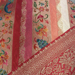 Red position print saree in pure viscose, close-up of the print