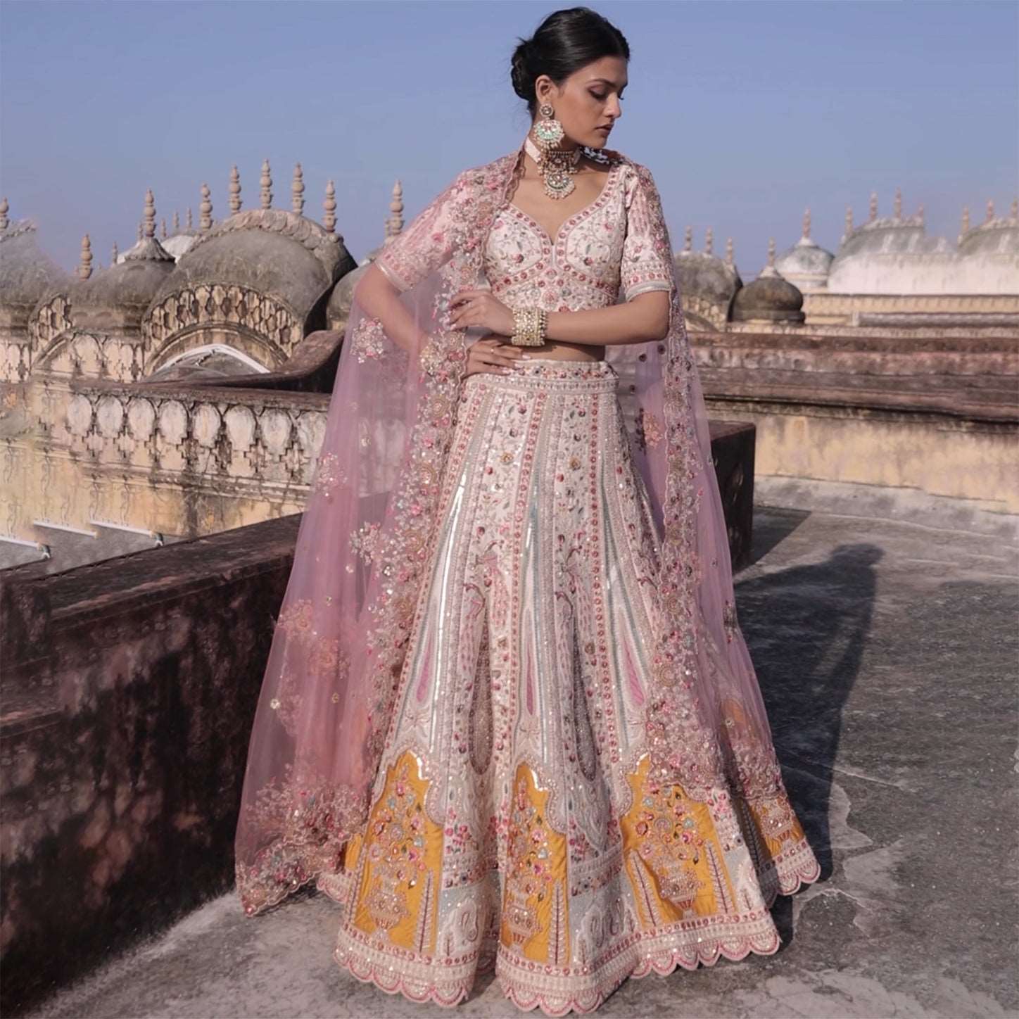 Royal Baggi - The Modern White Bridal lehenga JMS Studio {{ Royal Red Bridal Lehenga}}