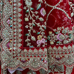 JMS Studio Royal Red Bridal Lehenga With Double Dupatta