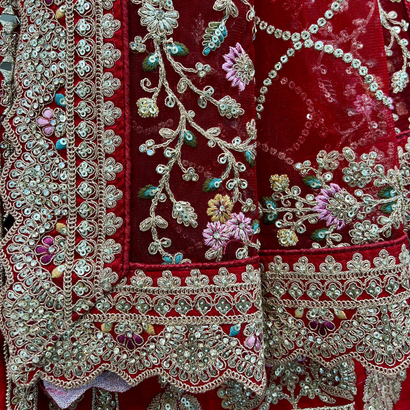 JMS Studio Royal Red Bridal Lehenga With Double Dupatta