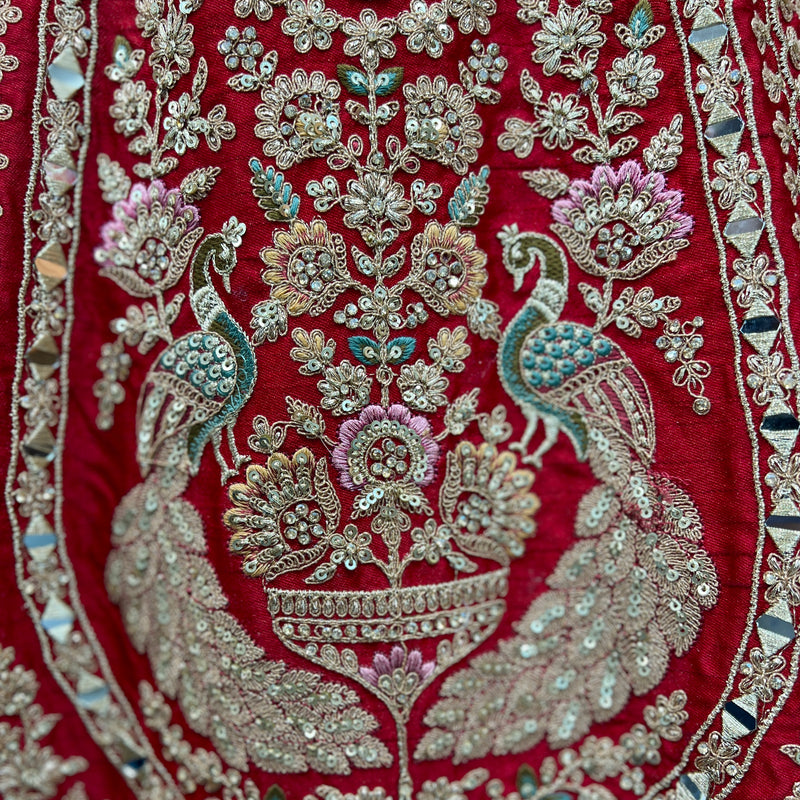JMS Studio Royal Red Bridal Lehenga With Double Dupatta