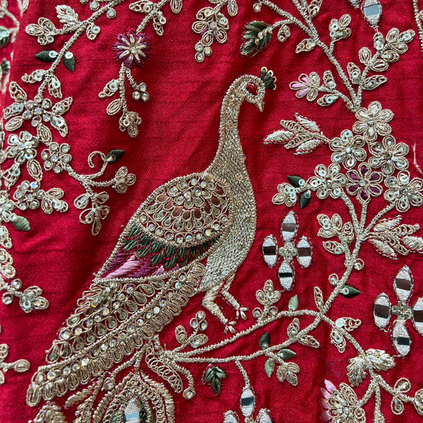 JMS Studio Royal Red Bridal Lehenga With Double Dupatta