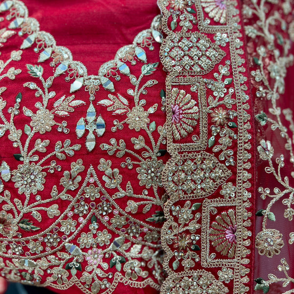 JMS Studio Royal Red Bridal Lehenga With Double Dupatta