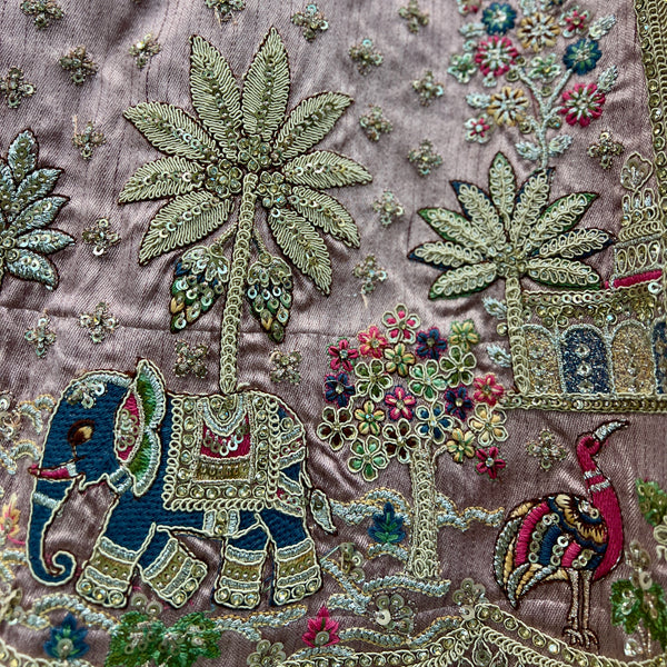 Rosé - Multicolor Raw Silk Designer Pastel Lehenga