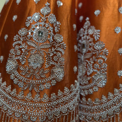 Damsel - Gajji Silk Handwork Orange Partywear Lehenga