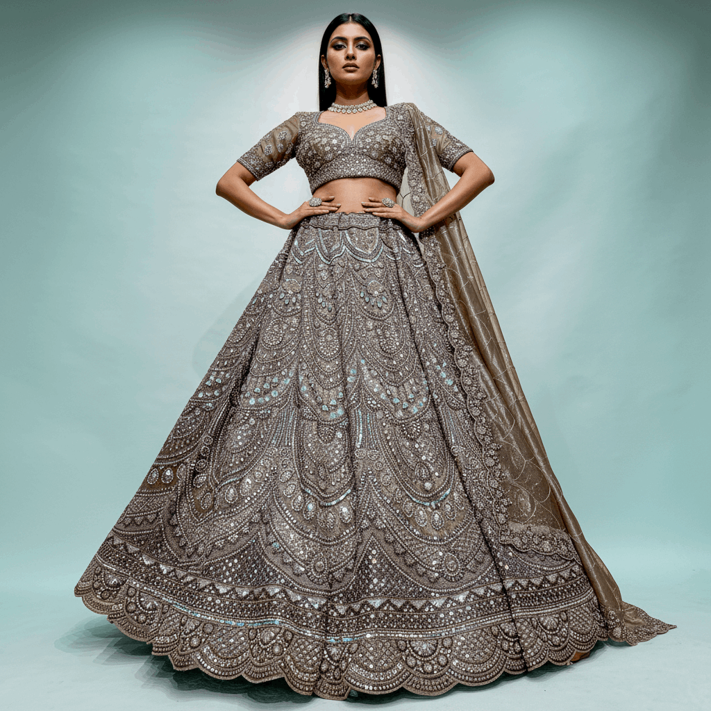 Cherry Blossom - Soft Tissue Royal Bronze Gorgeous Partywear Lehenga