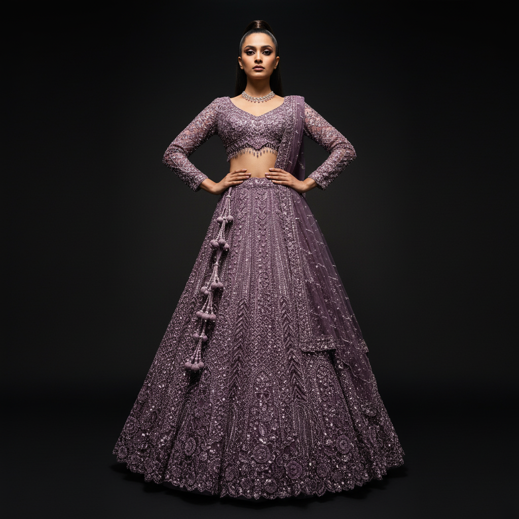 Jazzagals - Ready-To-Wear Designer Monotone Handwork Couture Lehenga