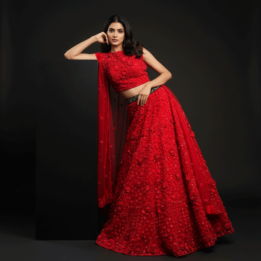 Jazzagals - Designer Replica Monotone Handwork Haute Couture Lehenga