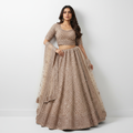 Metallic grey velvet lehenga skirt with mirror handwork and sparkly border