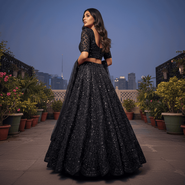 Jazzagals - Black Monotone Cutdana Beads Handwork Designer Lehenga Choli