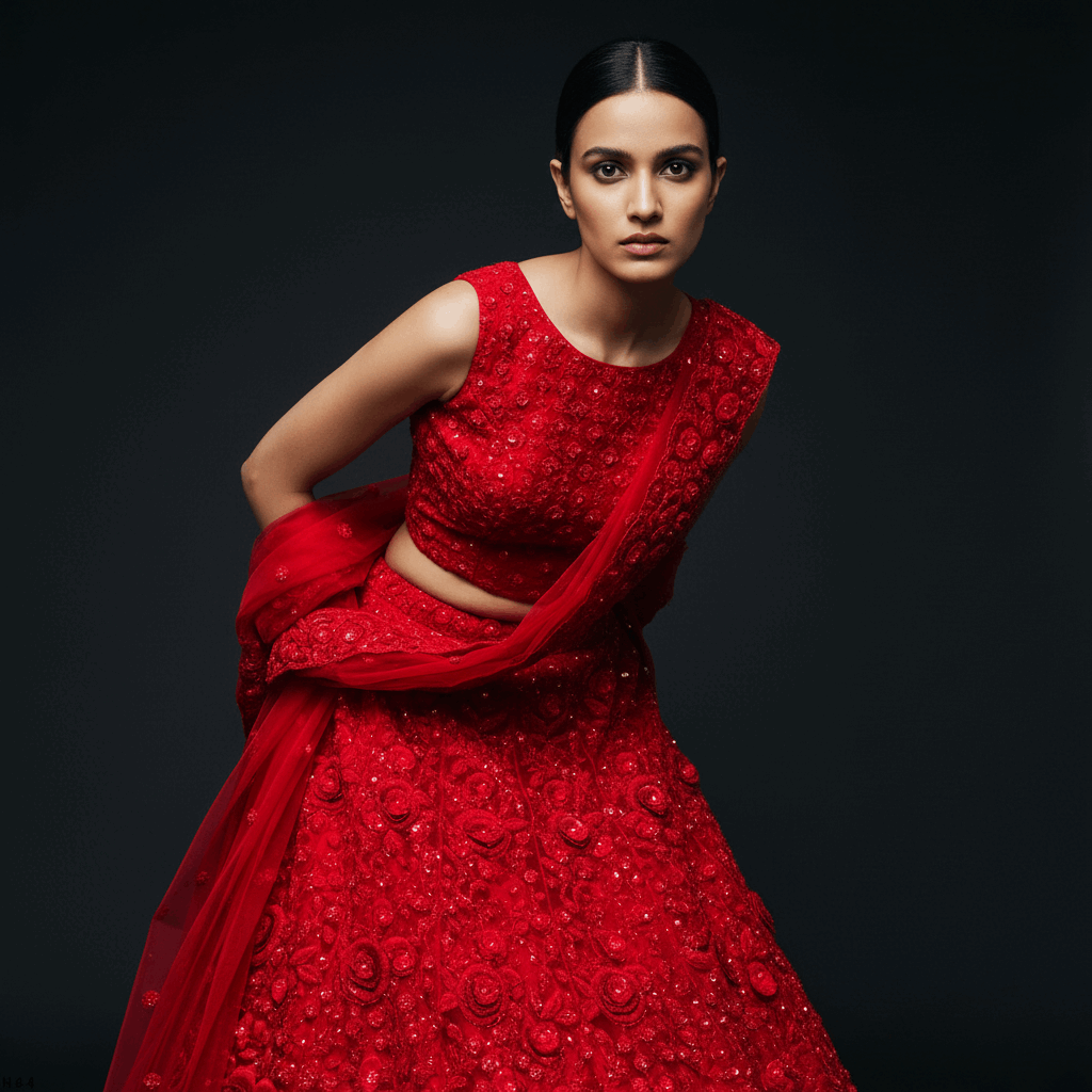 Jazzagals - Designer Replica Monotone Handwork Haute Couture Lehenga