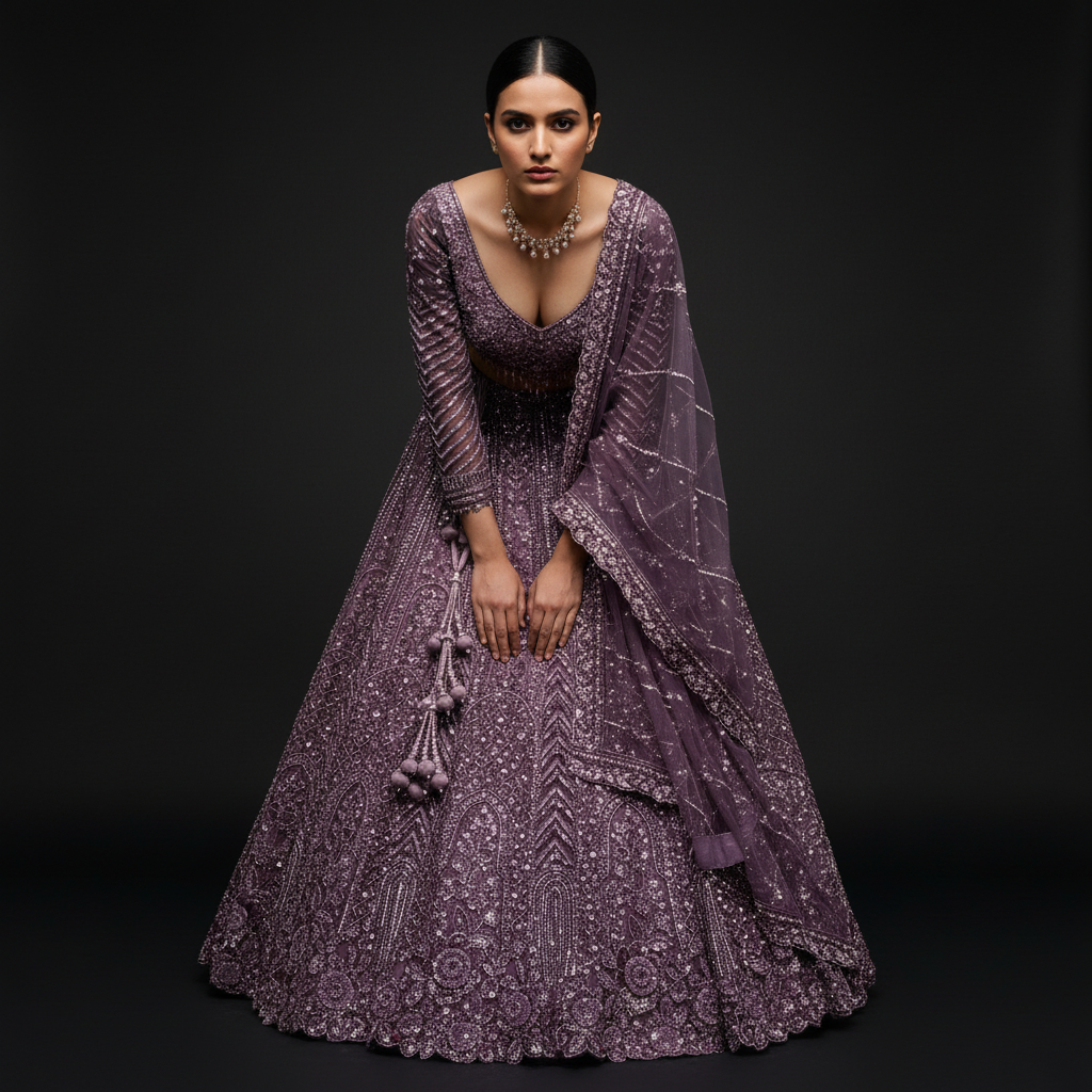 Jazzagals - Ready-To-Wear Designer Monotone Handwork Couture Lehenga