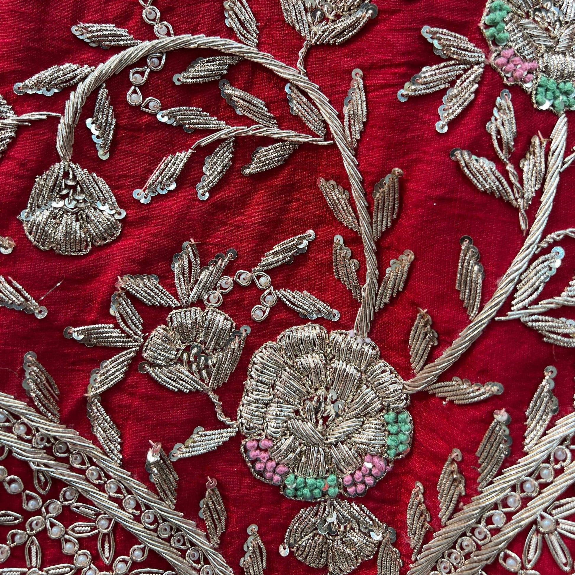 Amrapali - Minimal Sabya Zardosi Raw Silk Royal Red Bridal Lehenga